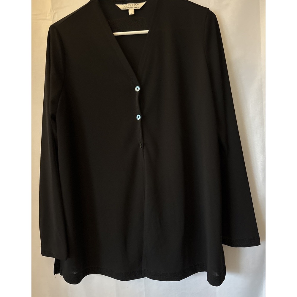 Uniform Pet  john paul richard  Women's Polyester Popover Button Black Blouse LG